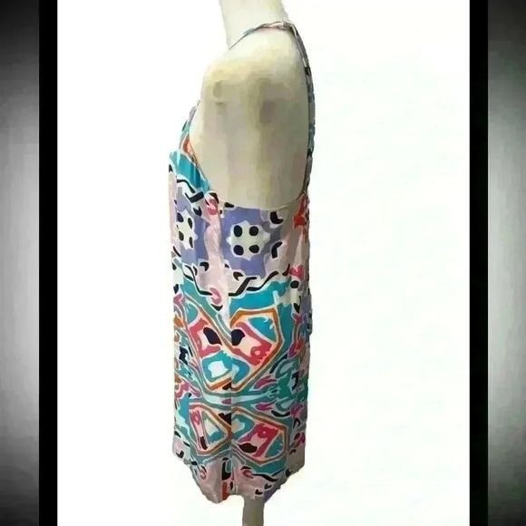 Annie Griffin Silk Geometric Printed Multi Colored Halter Style Dress - Picture 4 of 6